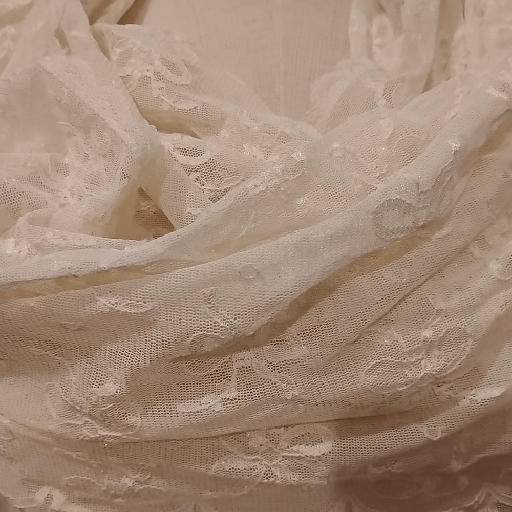 Laura Ashley Vtg Lace Scarf Ivory Romantic Feminine Wedding Elegant Victorian - Picture 2 of 7